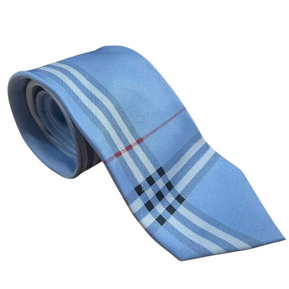 Burberry Silk Tie Vintage Blue Jacquard / Check Patterned.Unique Rare. Mens